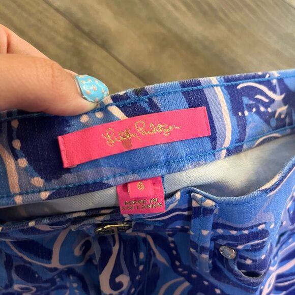 Lilly Pulitzer Ocean Skinny Cropped Pattern Pants Women 6 - Picture 4 of 6